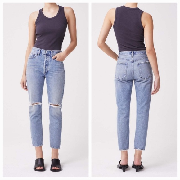 AGOLDE Riley High-Rise Straight Cropped Jeans in Escalate size 26 - Picture 8 of 13
